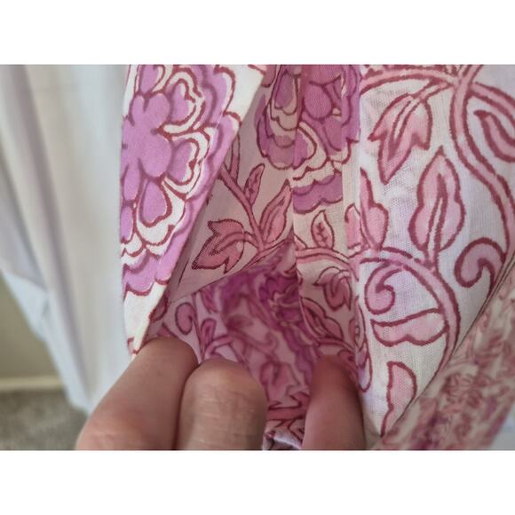 Oliphant Tuckernuck Malta Pink Ruffle Collar Button Down Maxi Dress Medium - Picture 7 of 10